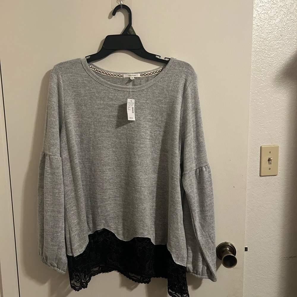 Maurices Gray and Black Asymmetrical Hoodie